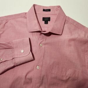 J Crew Flex Oxford‎ Shirt Men Slim Medium Pink Solid Long Sleeve Button Up Down